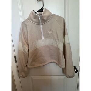 Women's Victoria's Secret Pink Sweater Knit Cropped Half Zip Beige / Cream S Top